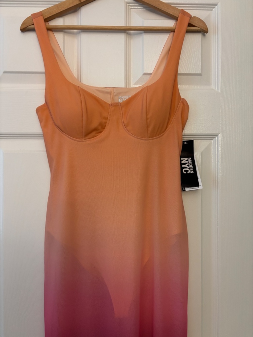 Madden NYC Ombré Mesh Maxi Dress Pink Orange Size S - Picture 5 of 11